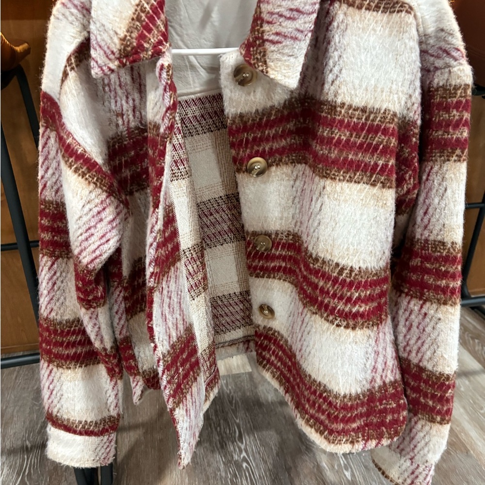 Plaid Button-Up Shacket - Picture 2 of 4